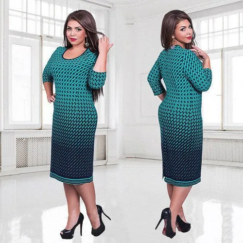 Elegant women dresses large size work dress big size plus size women clothing printed floral 6xl o-neck dress vestidos