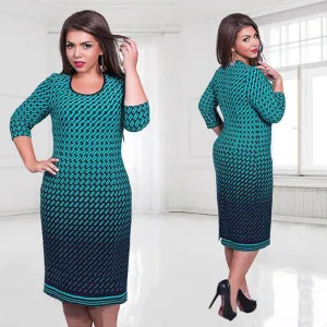 Elegant women dresses large size work dress big size plus size women clothing printed floral 6xl o-neck dress vestidos