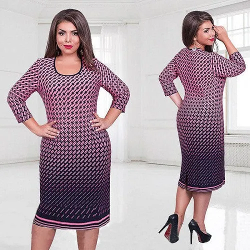 Elegant women dresses large size work dress big size plus size women clothing printed floral 6xl o-neck dress vestidos
