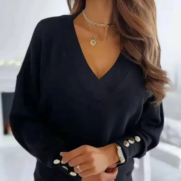 Ellen - Lässiger Frühlings V-Ausschnitt Pullover für Damen