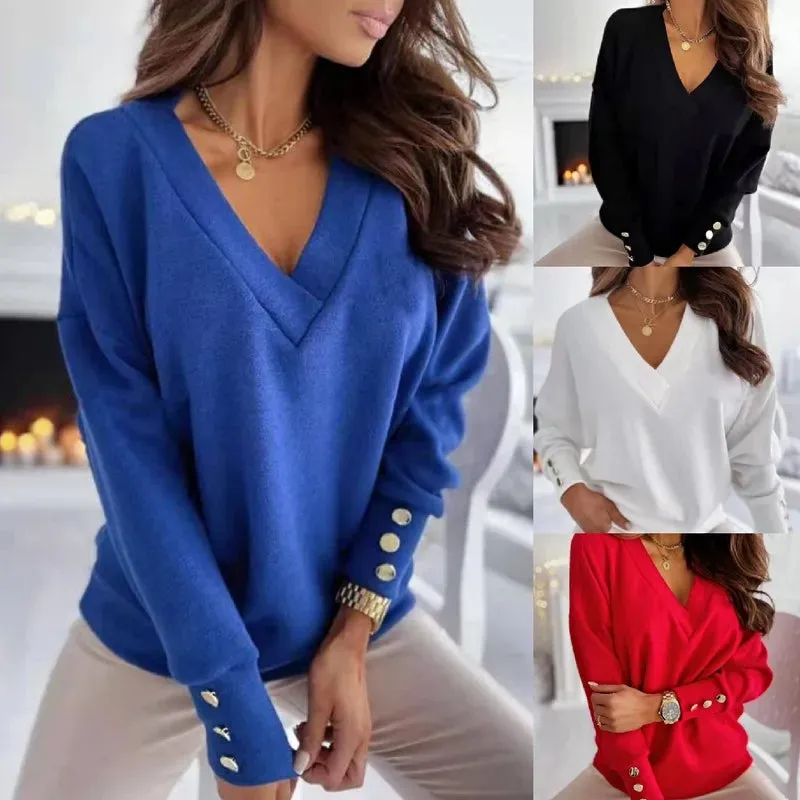 Ellen - Lässiger Frühlings V-Ausschnitt Pullover für Damen