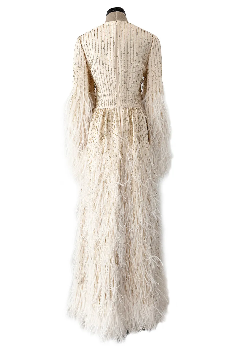 Extraordinary Resort 2020 Valentino by Pierpaolo Piccioli Ivory Silk Beaded Feather Dress