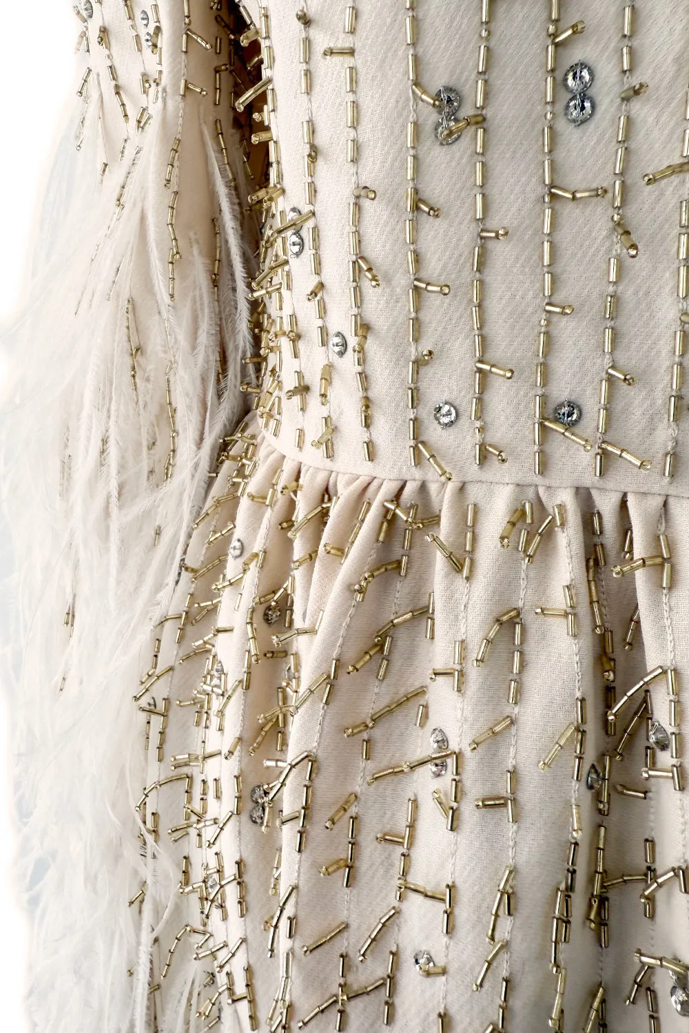 Extraordinary Resort 2020 Valentino by Pierpaolo Piccioli Ivory Silk Beaded Feather Dress