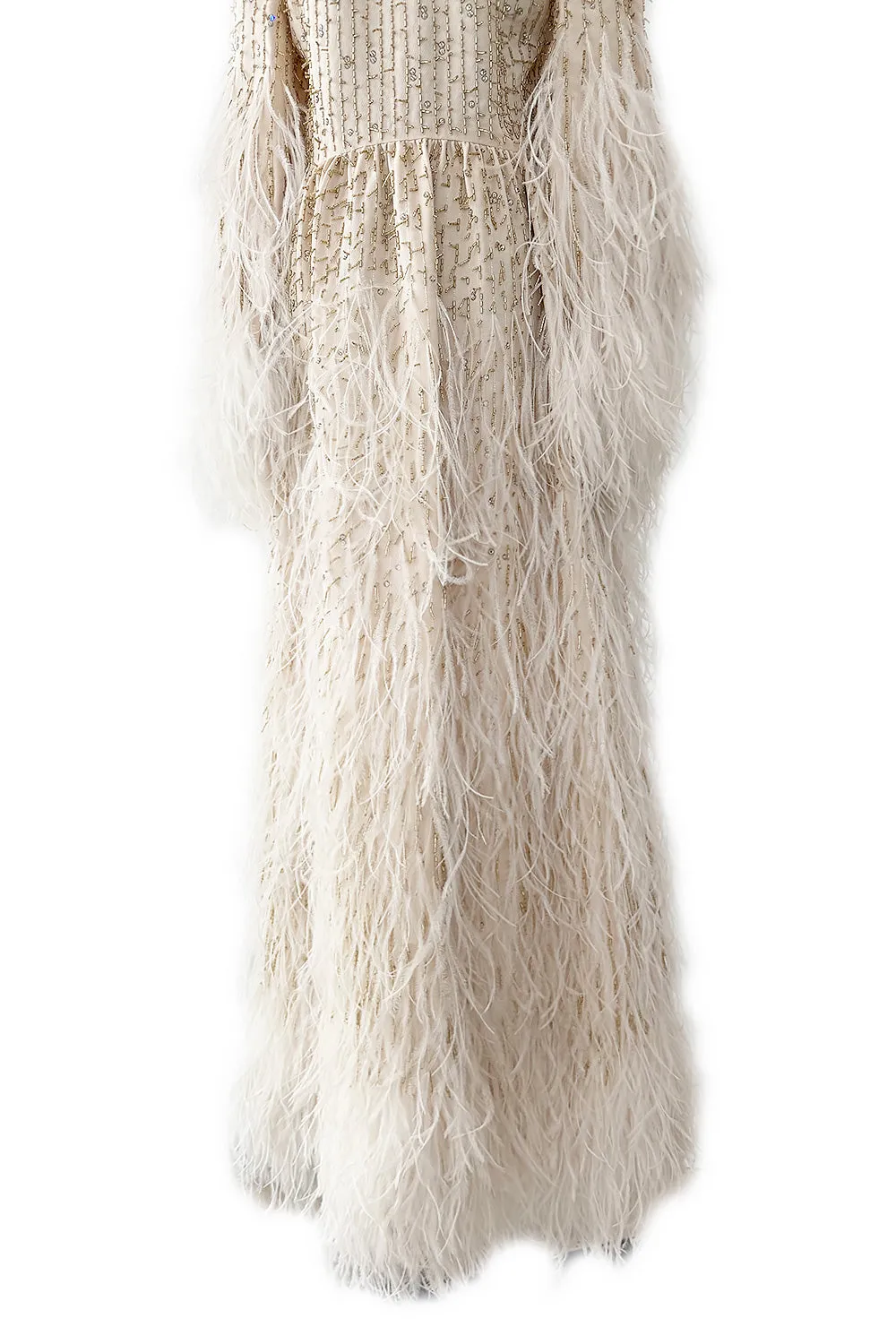 Extraordinary Resort 2020 Valentino by Pierpaolo Piccioli Ivory Silk Beaded Feather Dress