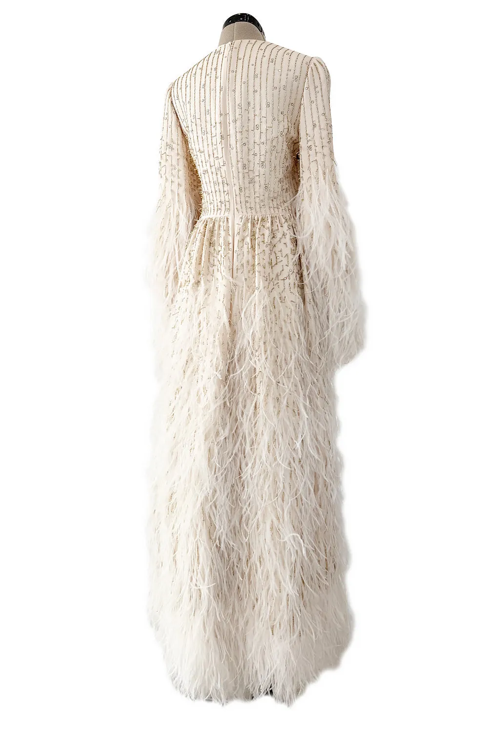 Extraordinary Resort 2020 Valentino by Pierpaolo Piccioli Ivory Silk Beaded Feather Dress