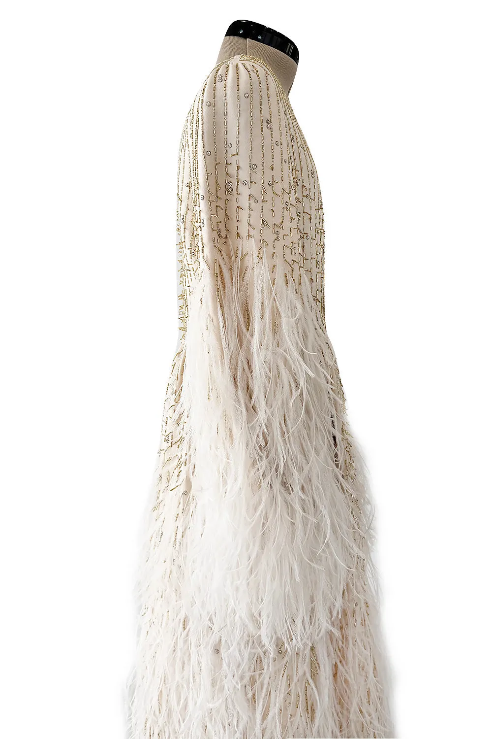 Extraordinary Resort 2020 Valentino by Pierpaolo Piccioli Ivory Silk Beaded Feather Dress