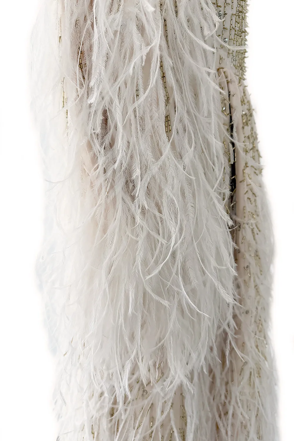 Extraordinary Resort 2020 Valentino by Pierpaolo Piccioli Ivory Silk Beaded Feather Dress