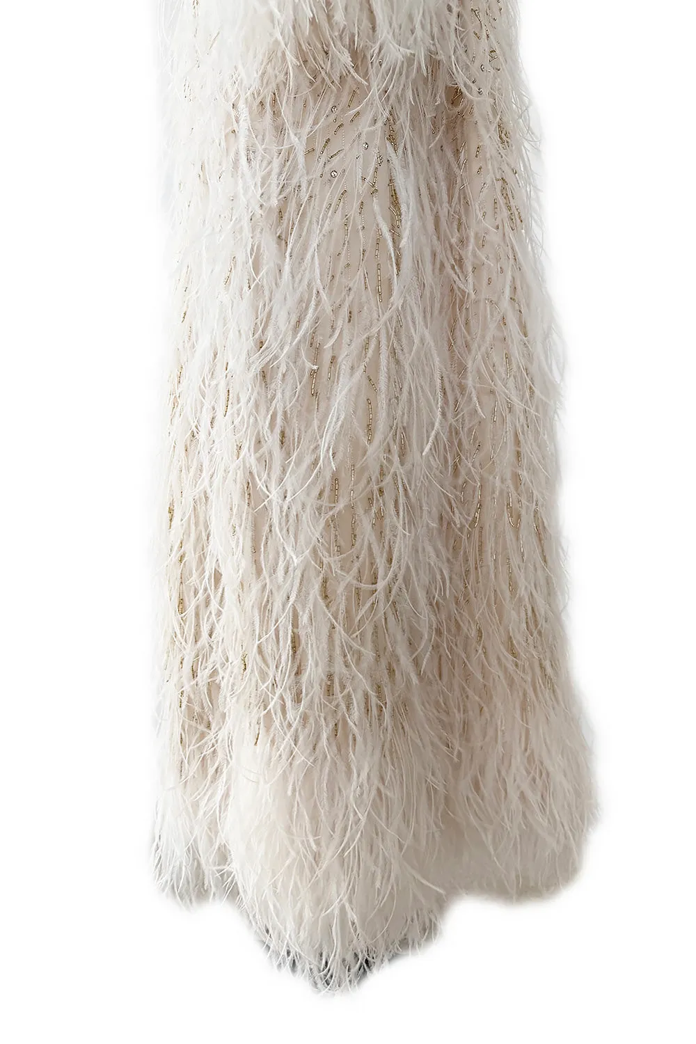 Extraordinary Resort 2020 Valentino by Pierpaolo Piccioli Ivory Silk Beaded Feather Dress