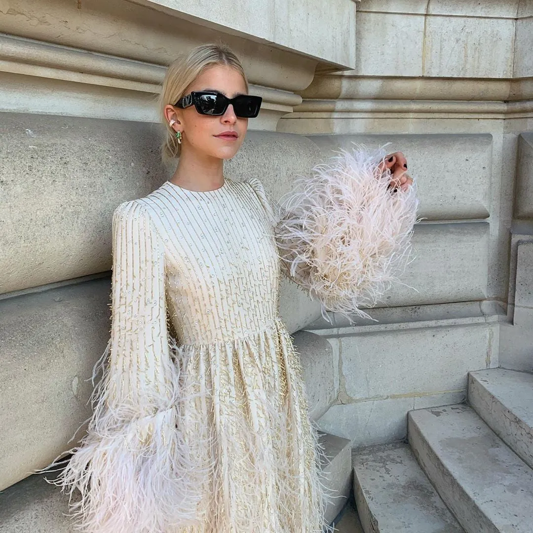 Extraordinary Resort 2020 Valentino by Pierpaolo Piccioli Ivory Silk Beaded Feather Dress