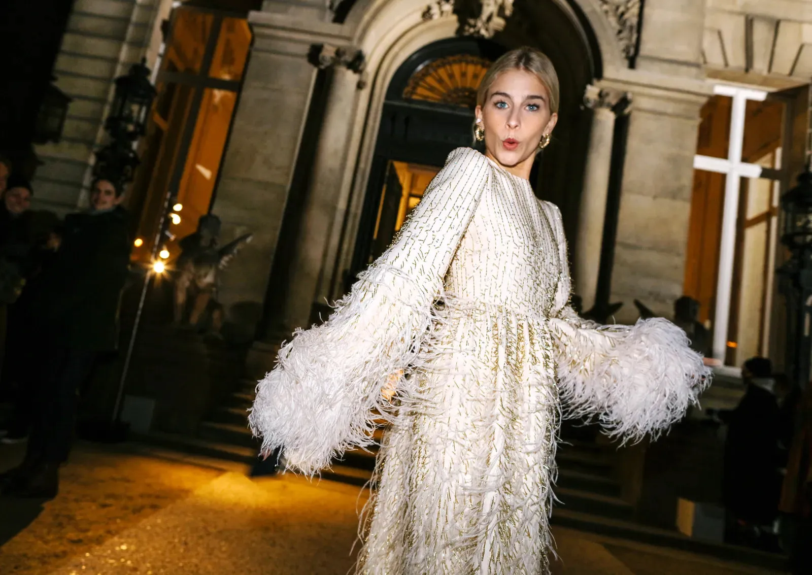 Extraordinary Resort 2020 Valentino by Pierpaolo Piccioli Ivory Silk Beaded Feather Dress