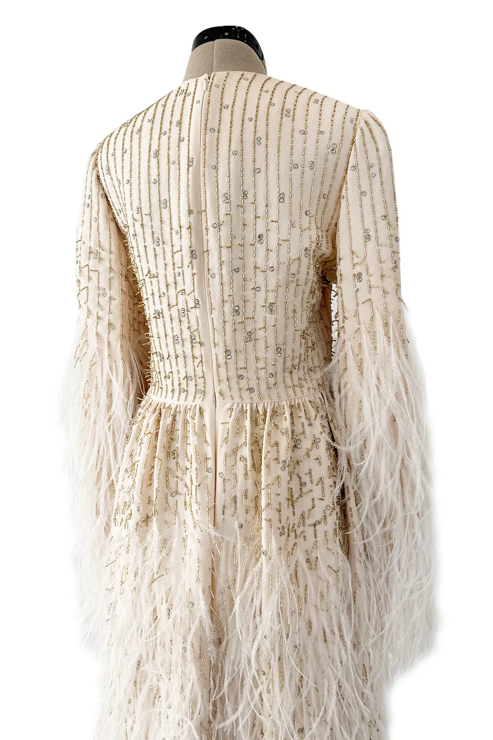 Extraordinary Resort 2020 Valentino by Pierpaolo Piccioli Ivory Silk Beaded Feather Dress
