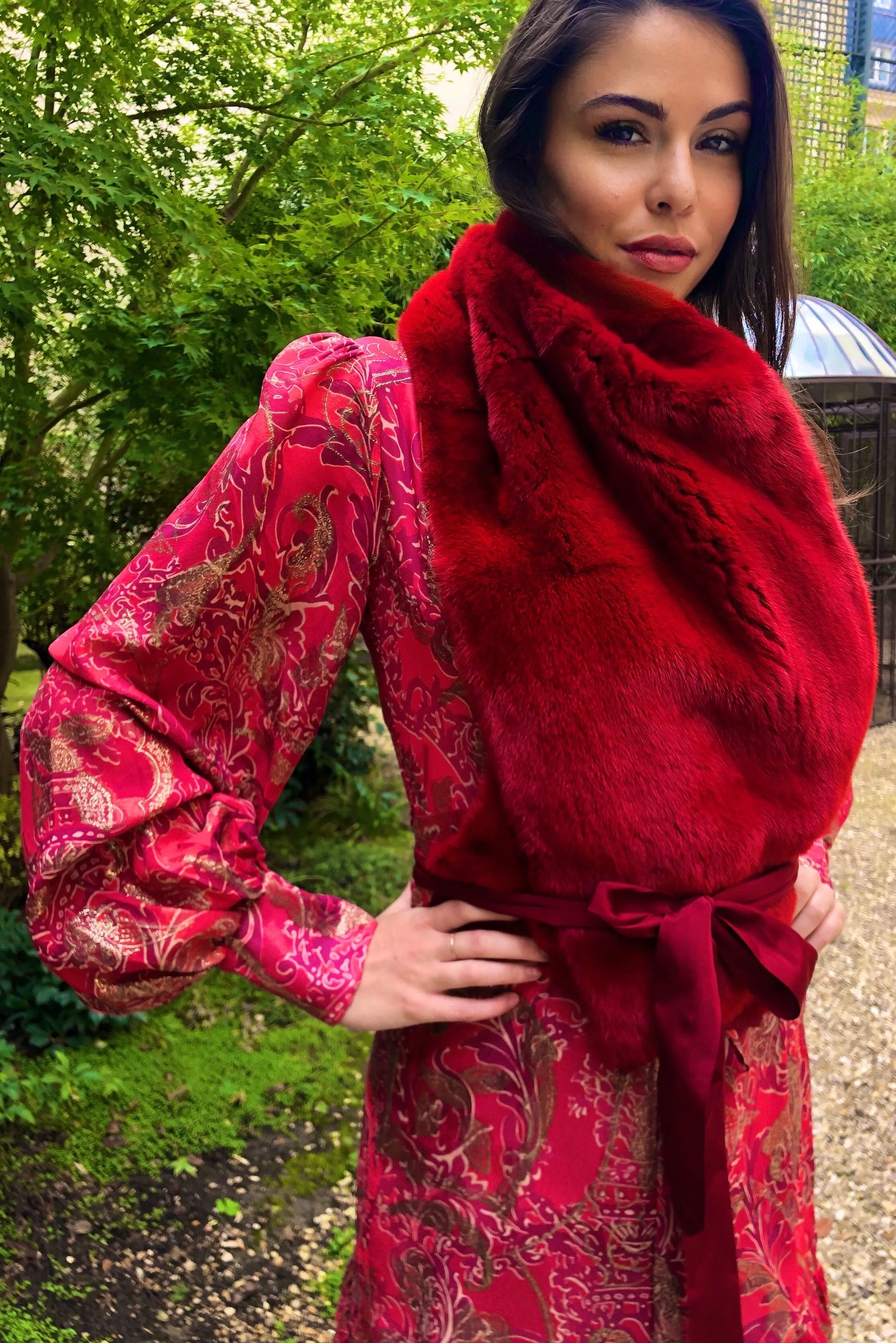 Ferrari Red Mink Stola