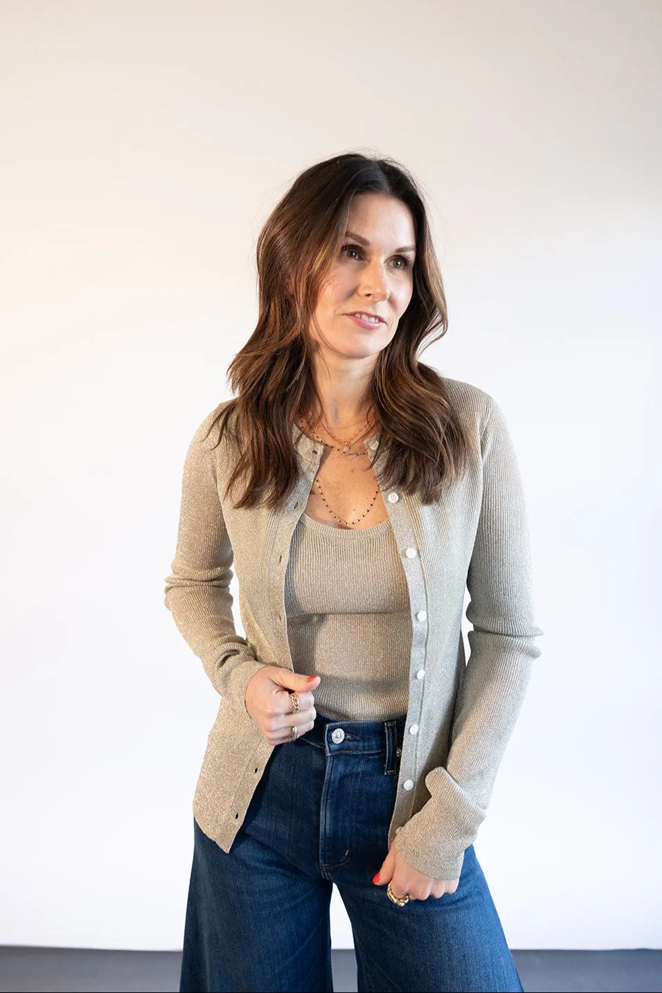 Fisher Cardigan Light Gold