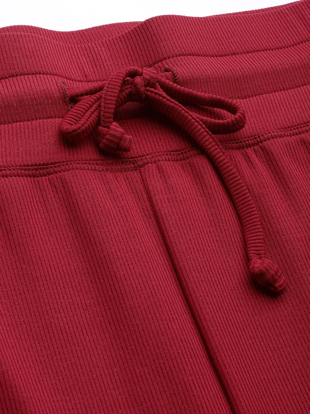 Fitkin Women Self Stripes  Maroon Straight Fit Trackpant