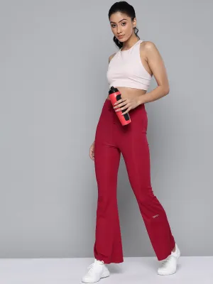 Fitkin Women Self Stripes  Maroon Straight Fit Trackpant