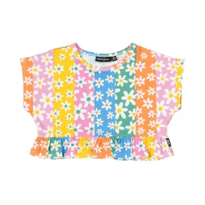 Floral Stripes Frill T-Shirt
