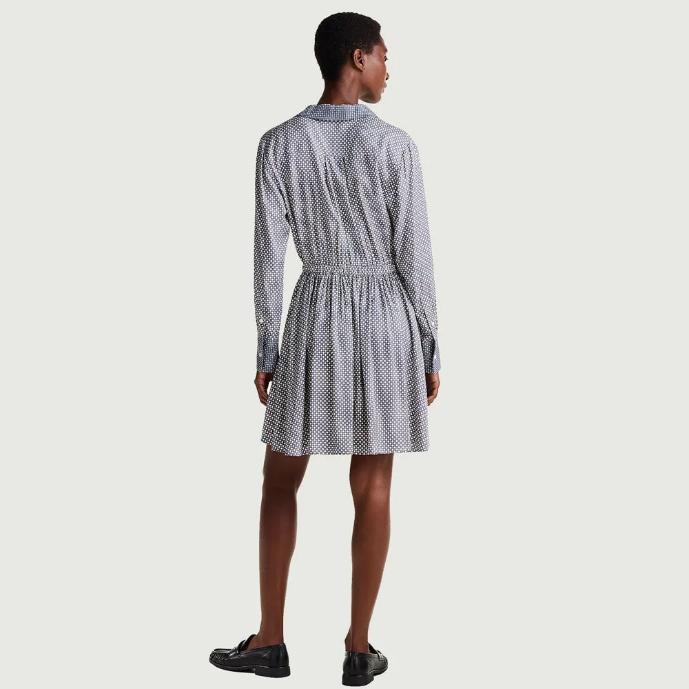 Fluid Belted Dress - Navy Multi