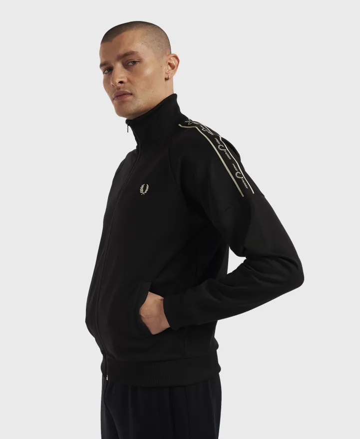 Fred Perry J4535 Taped Sleeve Track Jacket 102 Black