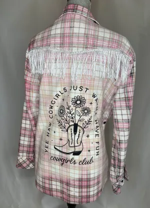 Fringed "Cowgirl Club" Women's Flannel