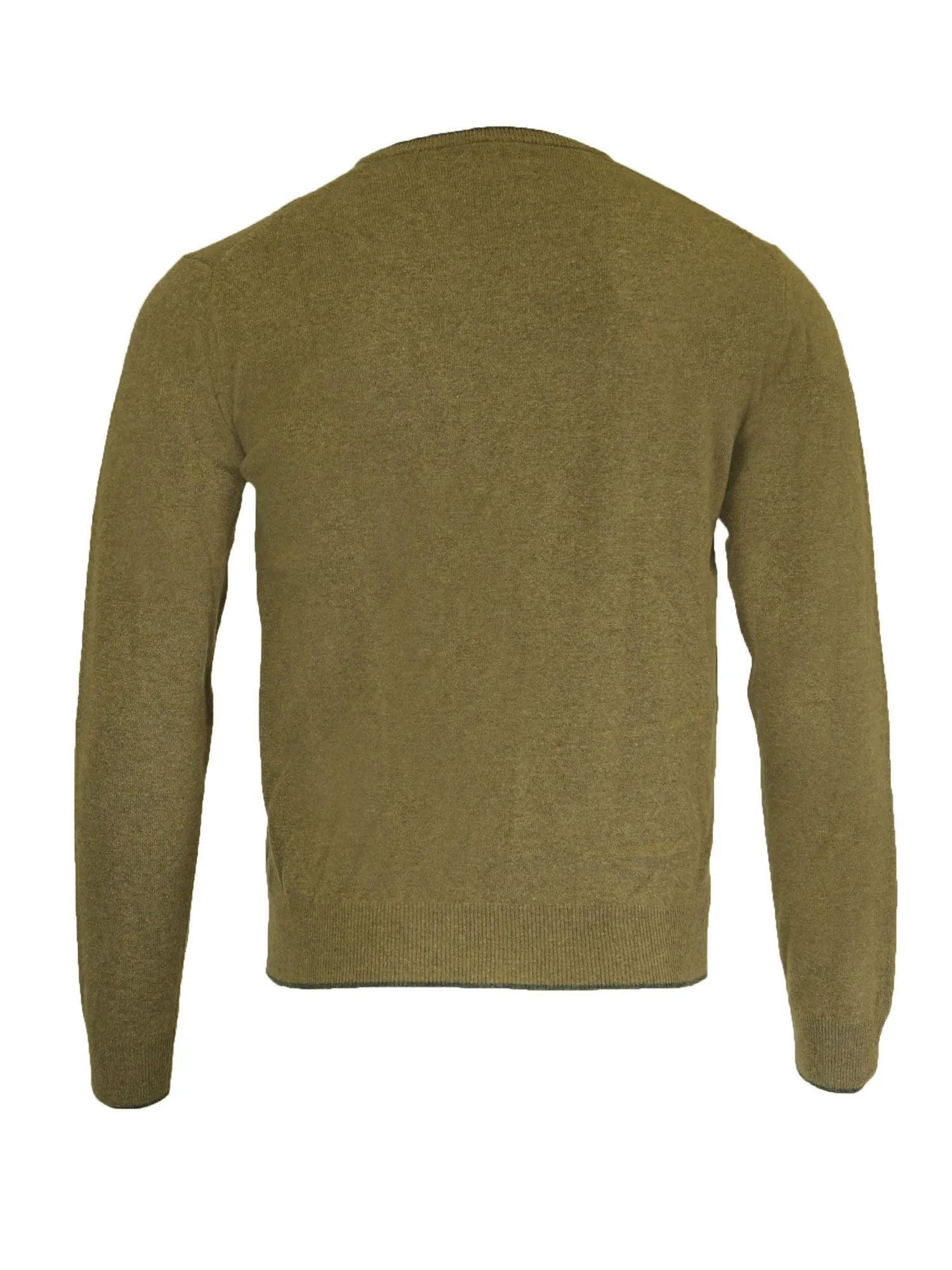 Gant Men's Tipped Lambswool V-Neck Sweater, Medium, Light Brown