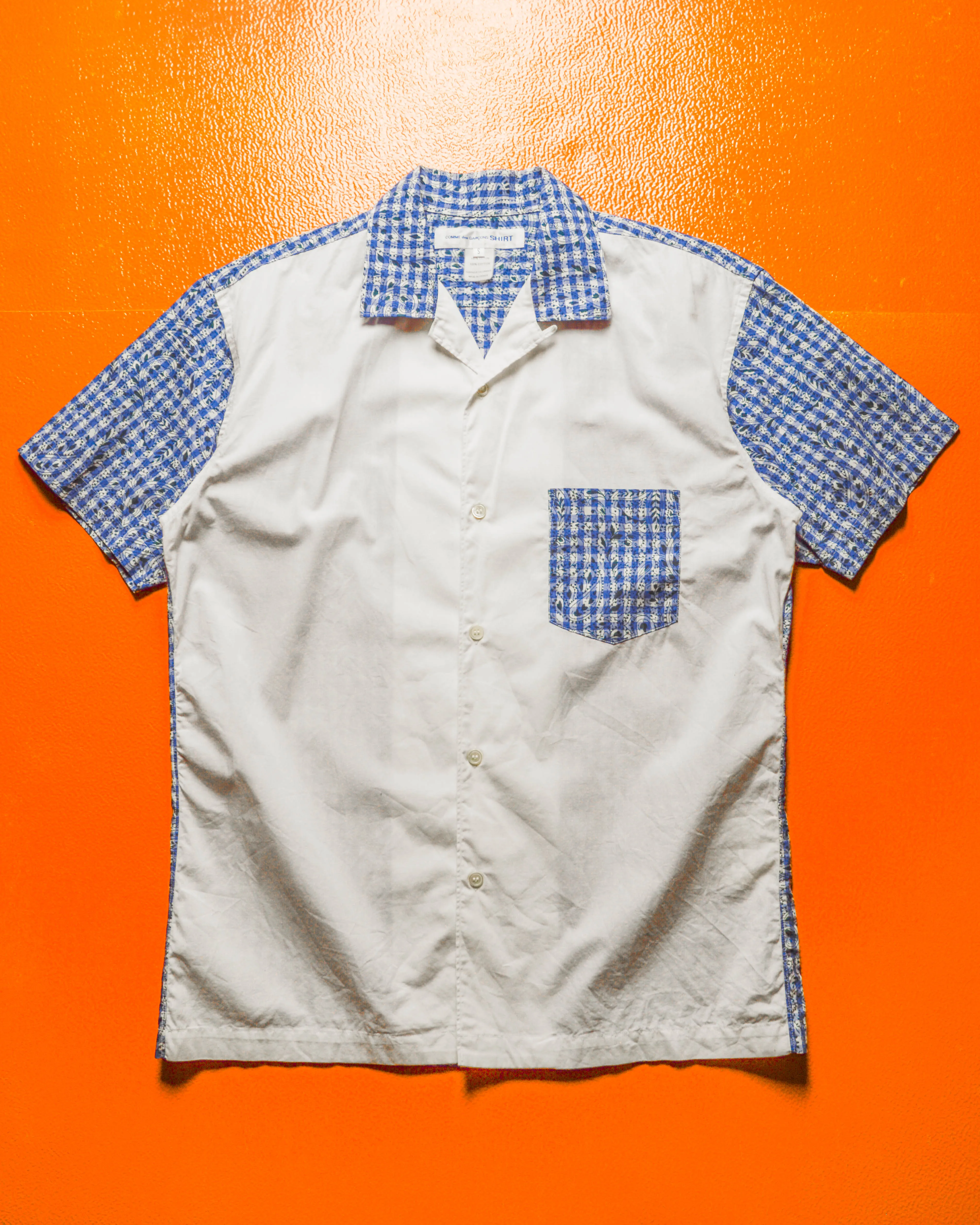 Gingham Paisley Split Panelled Shirt (S~M)