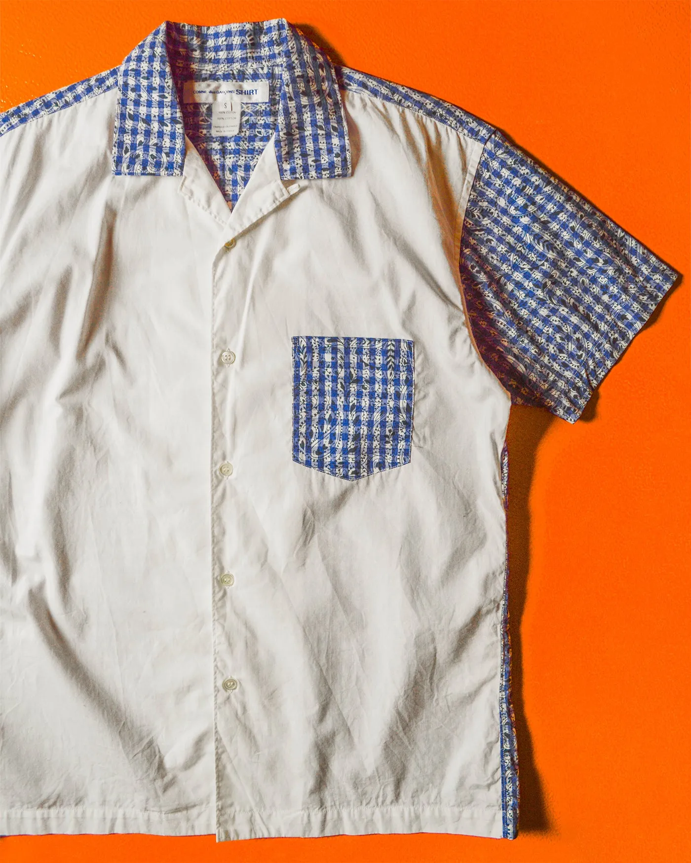 Gingham Paisley Split Panelled Shirt (S~M)