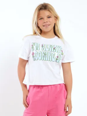Girls Looking Up Boxy Tee - White