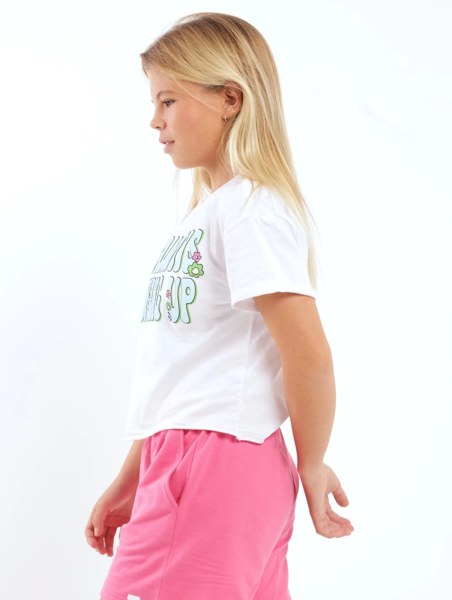 Girls Looking Up Boxy Tee - White