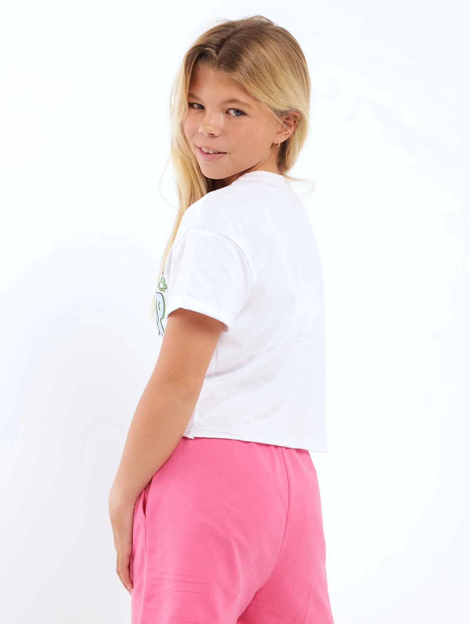 Girls Looking Up Boxy Tee - White