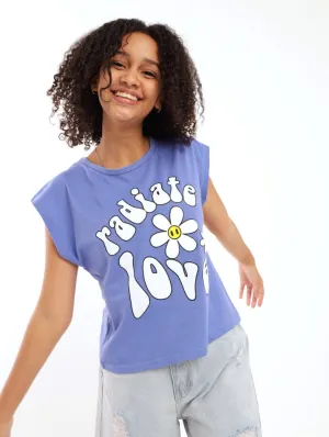 Girls Radiate Boxy Tee - Blue