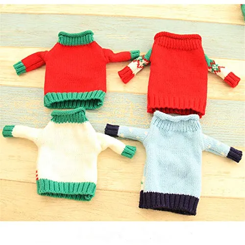 Gofypel Christmas Wine Bottle Covers Ugly Sweater Bottle Ornaments Beer Water Bottle Holders Xmas Table Decor with Hats for Christmas Holiday Party Favors Supplies 4 Set