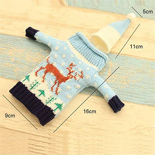 Gofypel Christmas Wine Bottle Covers Ugly Sweater Bottle Ornaments Beer Water Bottle Holders Xmas Table Decor with Hats for Christmas Holiday Party Favors Supplies 4 Set