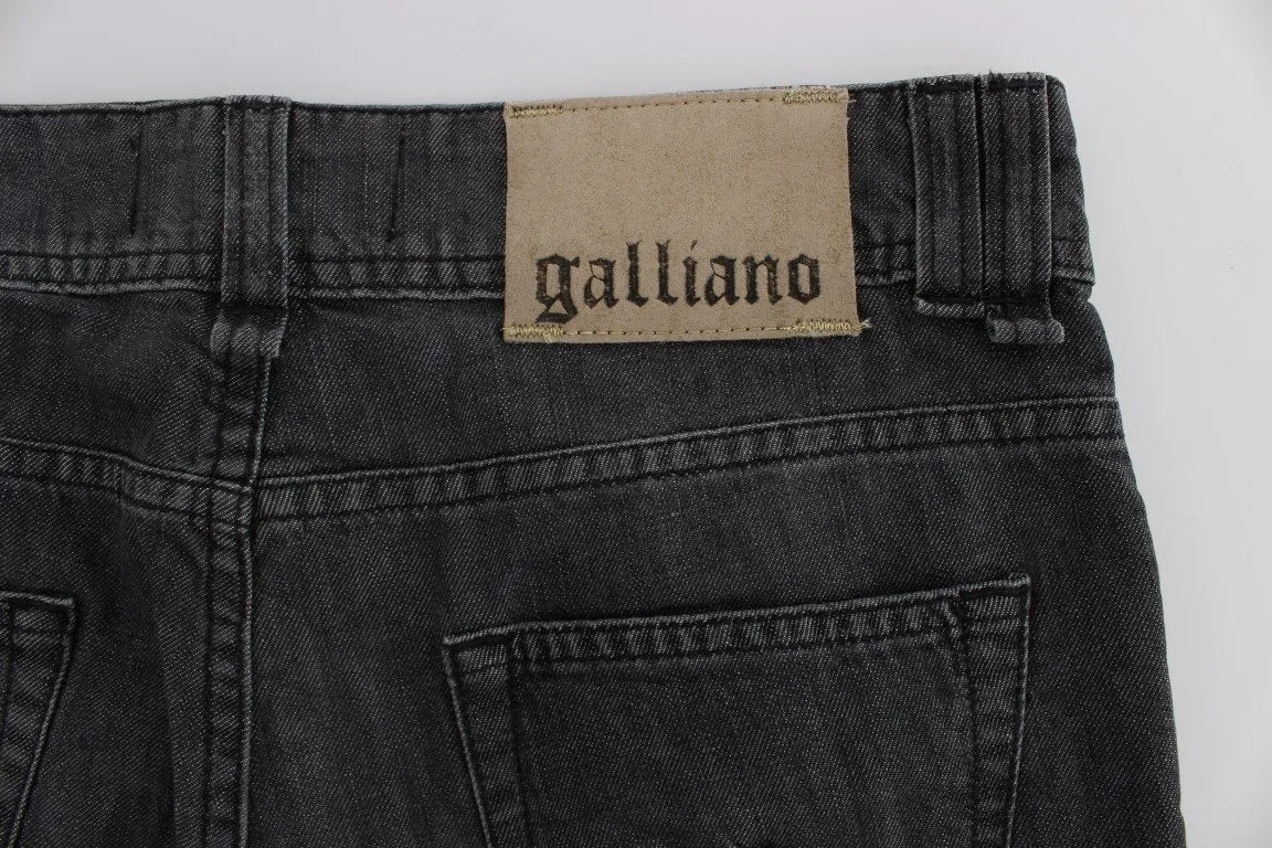 Gray Wash Cotton Torn Straight Fit Jeans