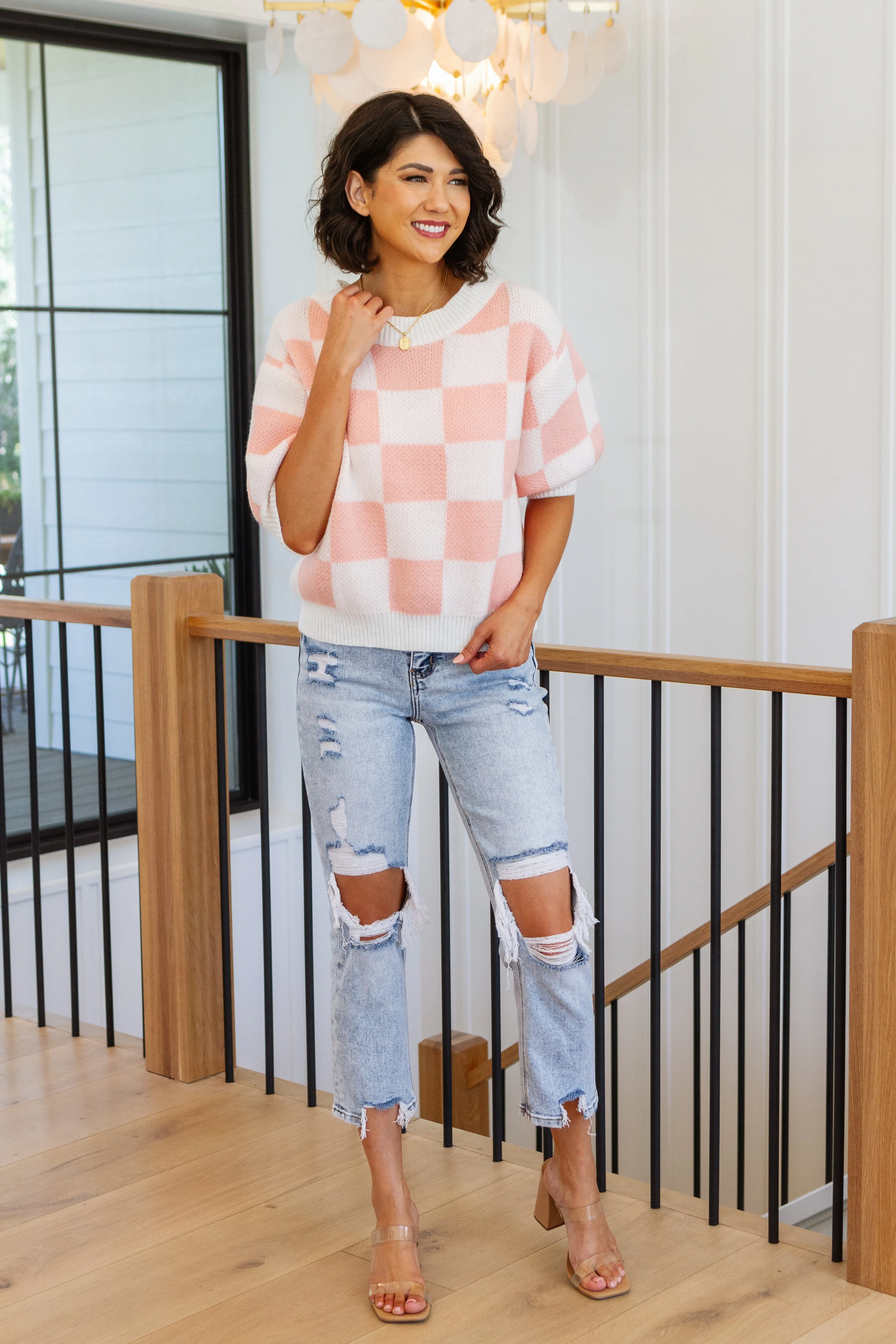 Hazel Blues® |  Start Me Up Checkered Sweater