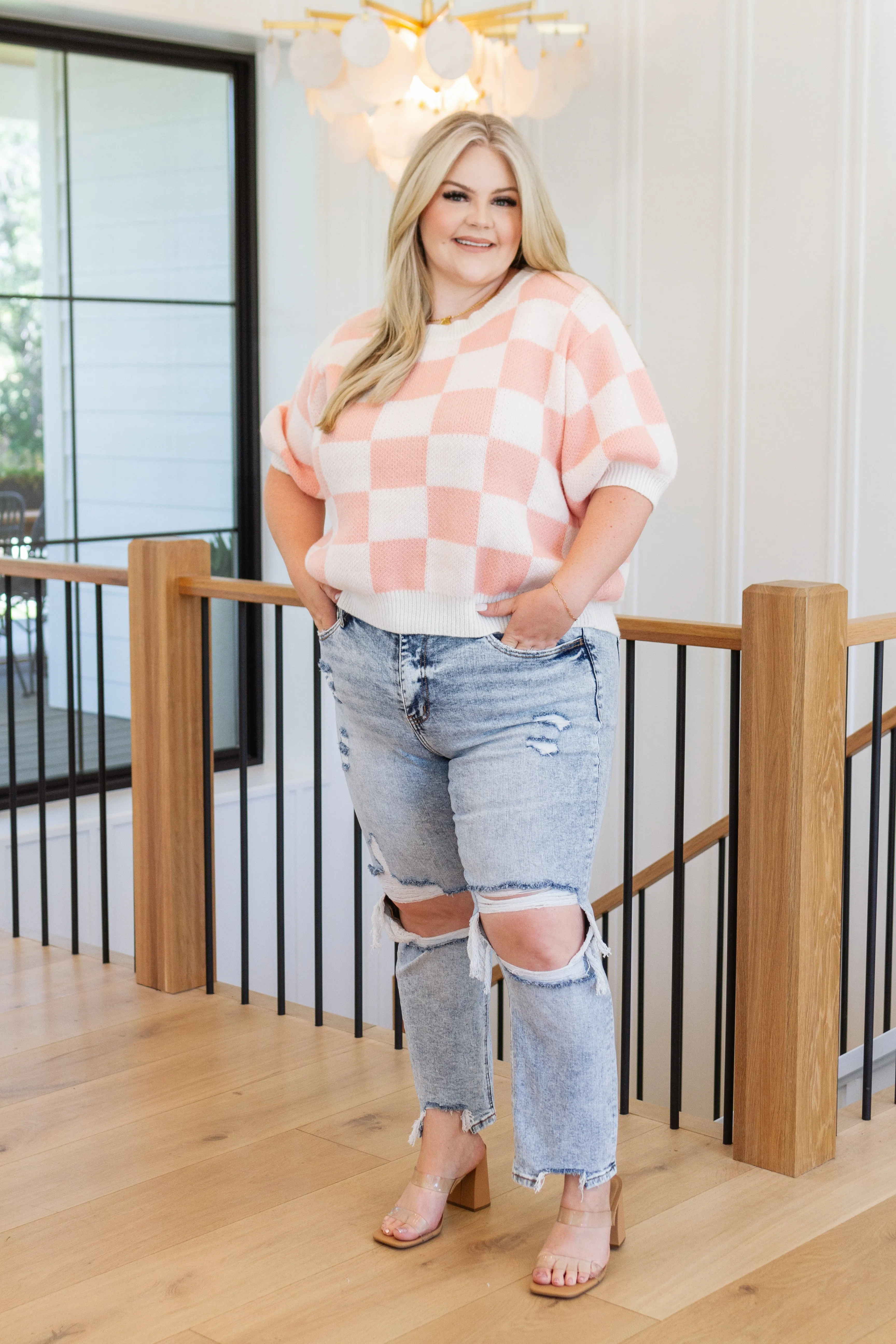 Hazel Blues® |  Start Me Up Checkered Sweater