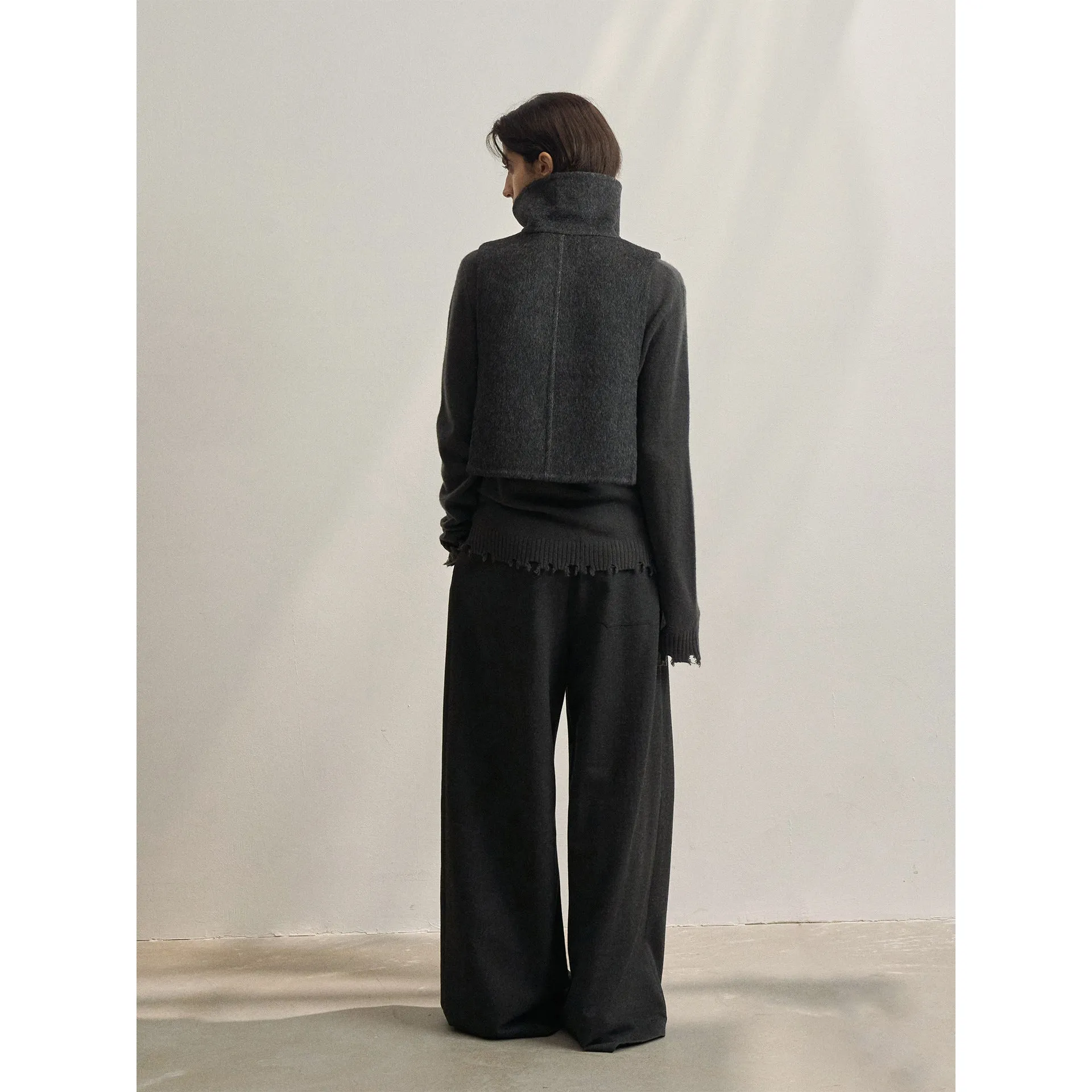 High-Collar Wool Vest