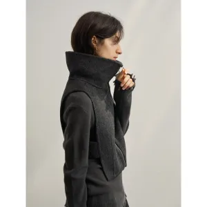 High-Collar Wool Vest