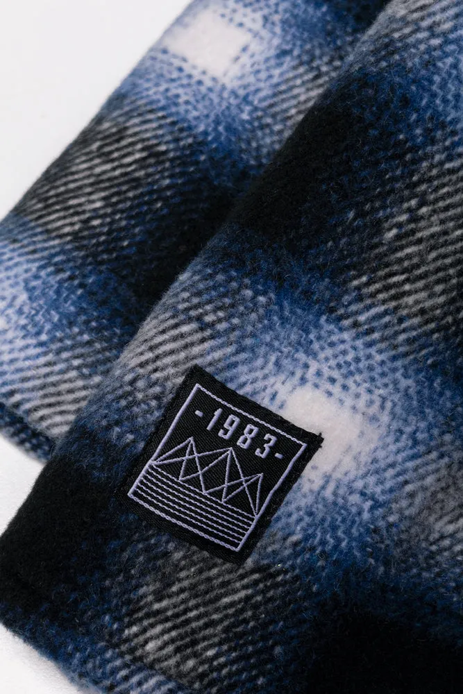 Hooded Check Shacket Navy