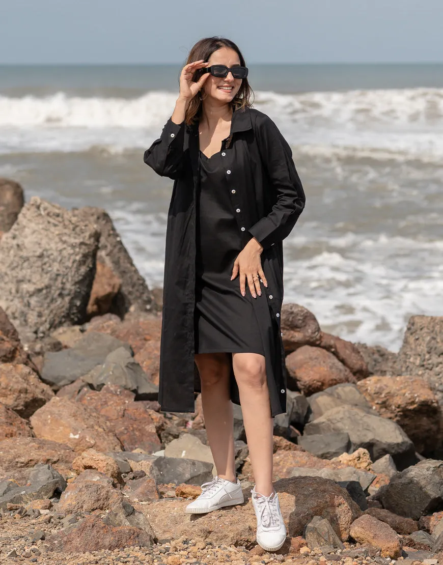 Indian Ink Black Shirt Dress