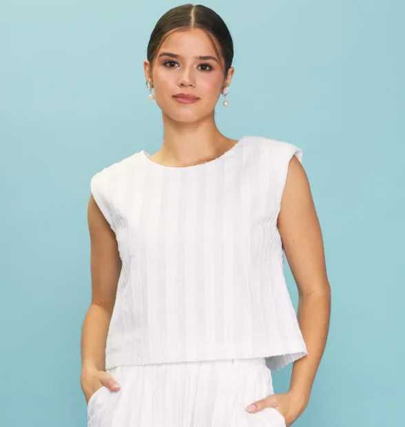 Isabel Sleeveless Textured Stripe Top