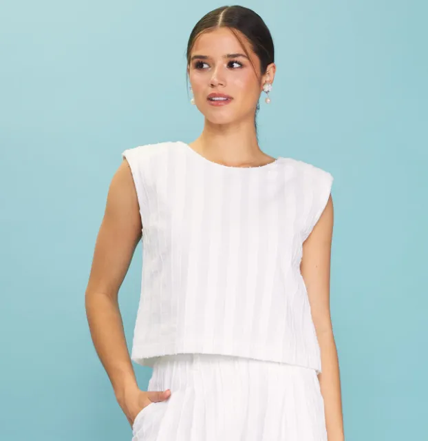 Isabel Sleeveless Textured Stripe Top