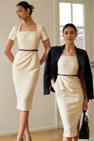 JACQUARD SQUARE NECK  DRESS