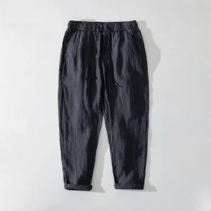 Japanese Style Striped Linen Pants: Breathable and Youthful Casual Trousers for Men