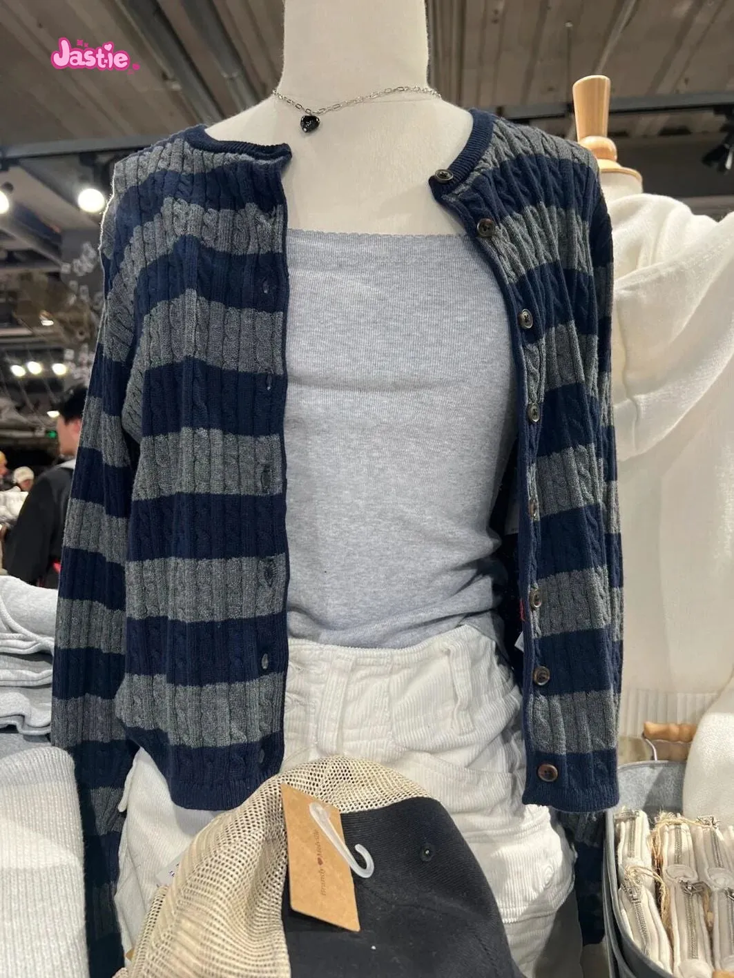 JazzHer Twisted Flower Stripe Cardigan Women's Sweater Spring Casual Sweaters Cotton Long Sleeve O Neck Single Breasted Outerwear Top