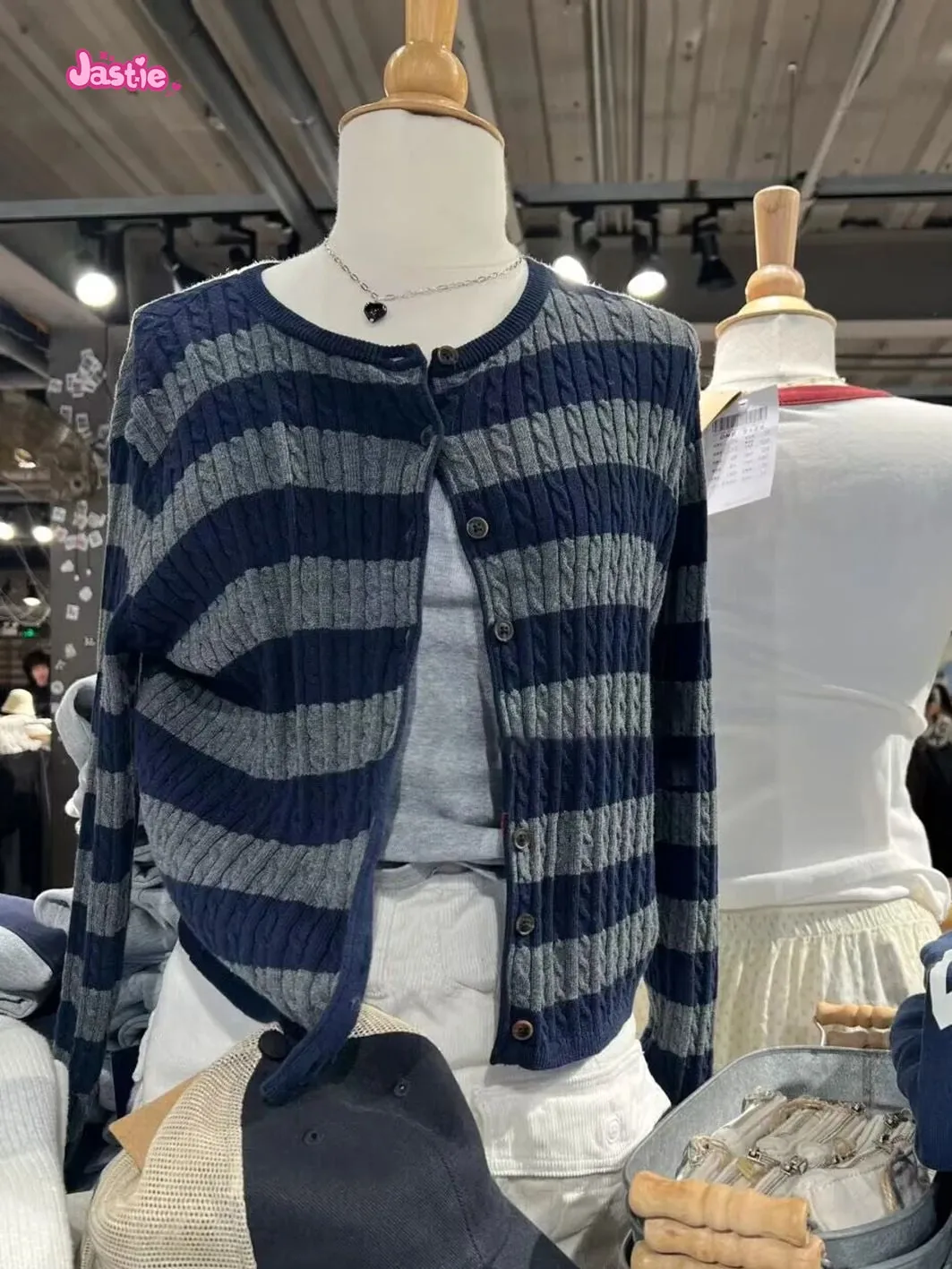 JazzHer Twisted Flower Stripe Cardigan Women's Sweater Spring Casual Sweaters Cotton Long Sleeve O Neck Single Breasted Outerwear Top