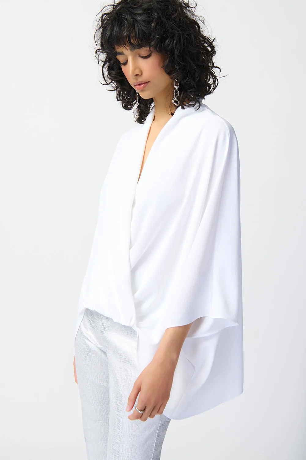 Joseph Ribkoff  Woven Dolman Sleeve Wrap Top Jr241218