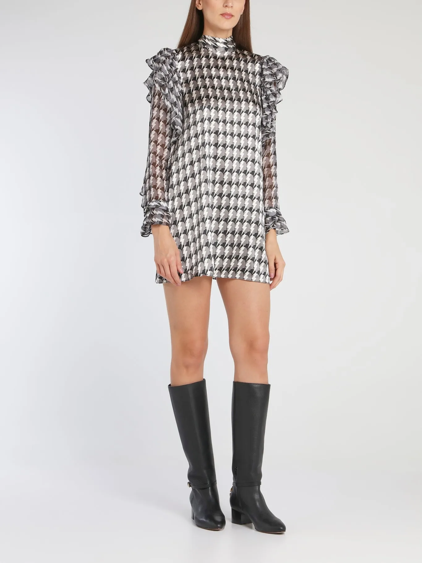 Julia Check High Neck Mini Dress