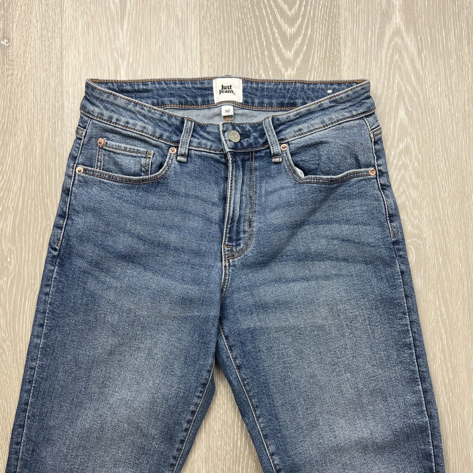 Just Jeans Womens Blue Denim Straight High Rise Petite Length Size 10P