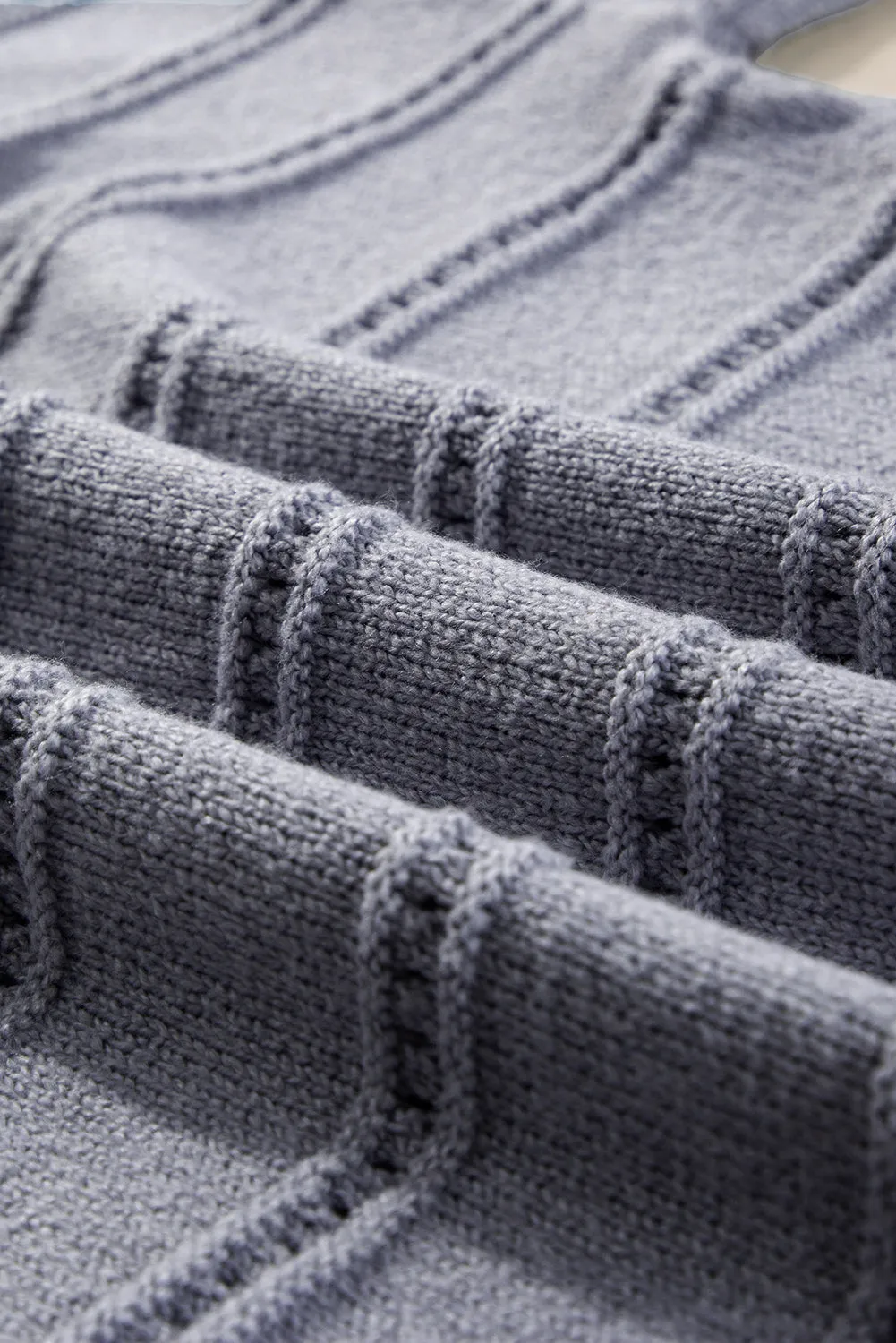 KaleaBoutique Boat Neck Drop Shoulder Pointelle Knit Sweater
