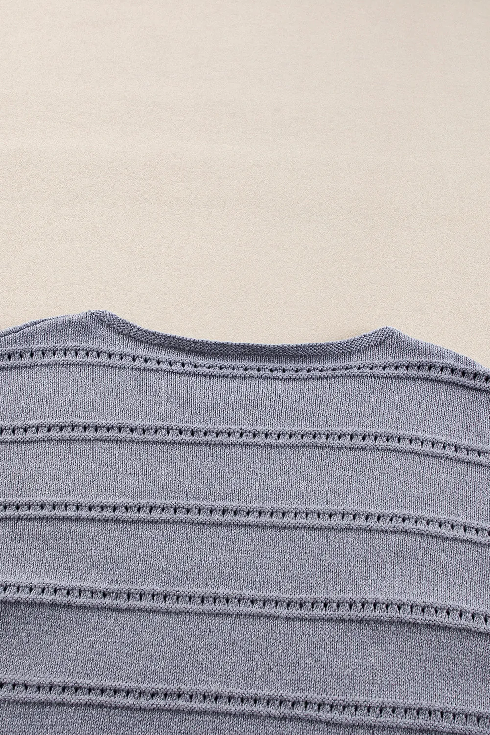KaleaBoutique Boat Neck Drop Shoulder Pointelle Knit Sweater